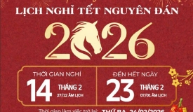 THÔNG BÁO NGHỈ TẾT NGUYÊN ĐÁN 2026